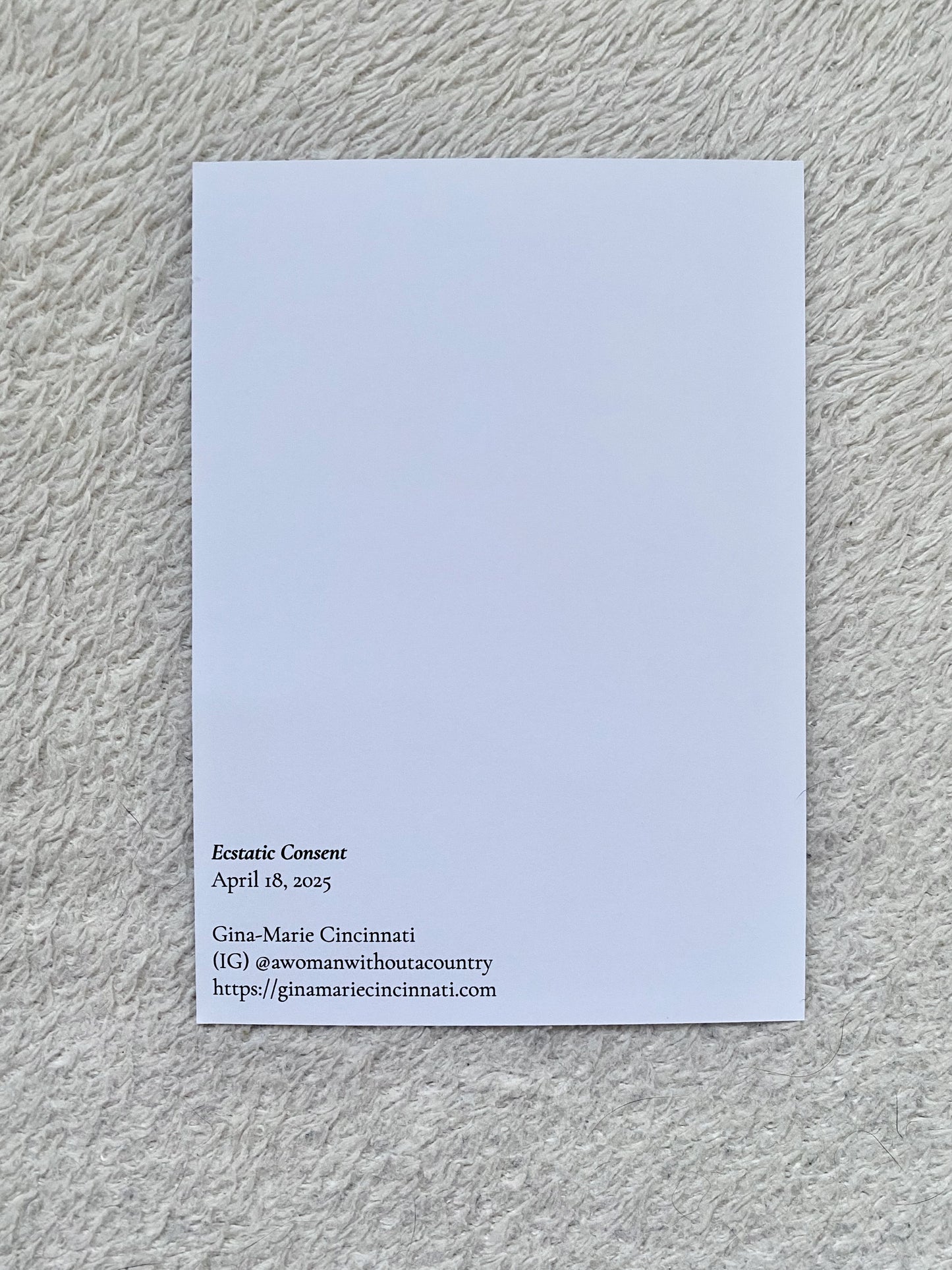 Ecstatic Consent A6 Postcard