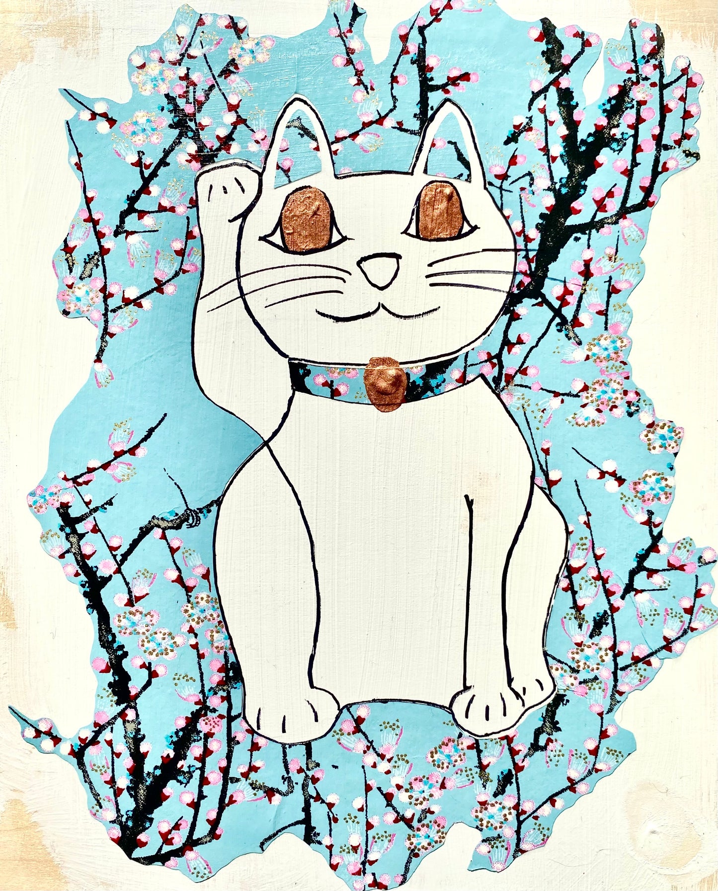 93. Light blue/pink blossoms Neko, F3 Original